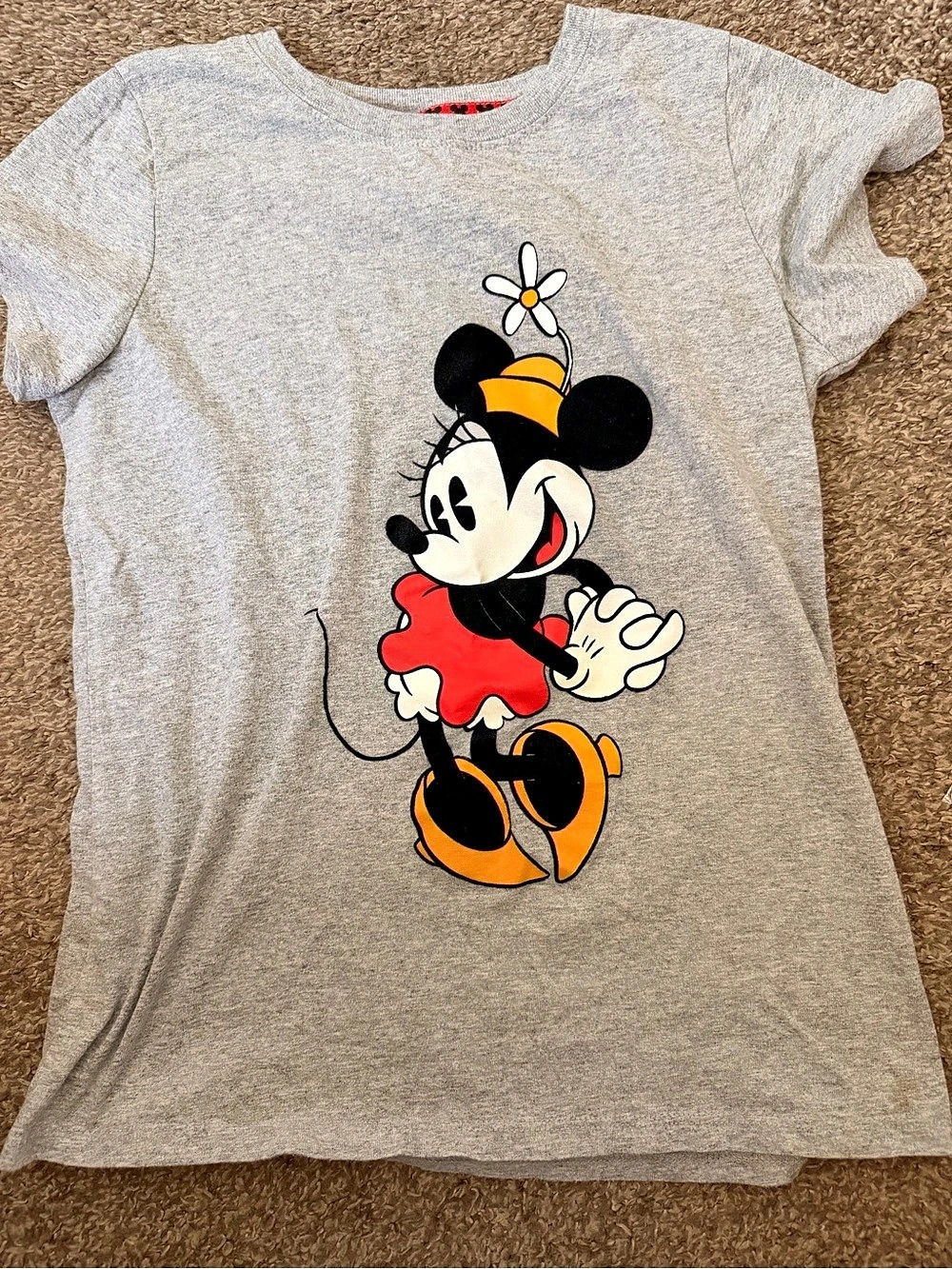 Disney Minnie Mouse Graphic Tee Girls 14/16 Gray Cotton